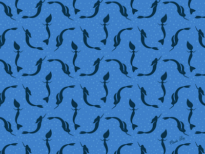 Mermaid Pattern blue mermaid pattern sea silhouette vector