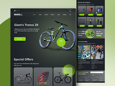 Bikers E-Commerce Website UI. branding dailyui design illustration ui ux