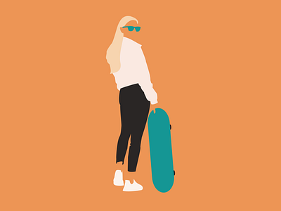 Skater Girl character design flat girl graphic design illustration minimalistic orange skater sun glasses vector