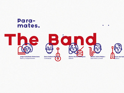 the band, paramates band cartoon characters cover design illustration instruments jazz line music packaging sound