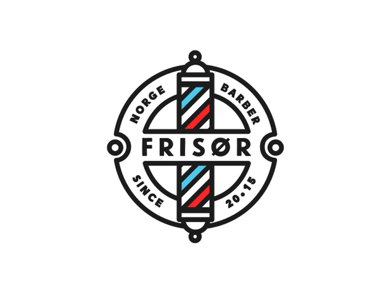 loop norge barber hair illustration design cut frame loop logo norge barber