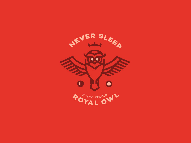 Never Sleep. Fyero Studio crown royal animal identity corporate logo monogram icon brand fyero studio owl