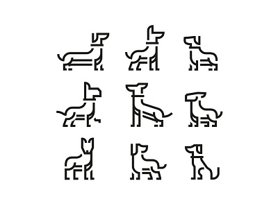 Dog Icon Set animal bark brand design dingbat dog grid icon illustration line set stroke