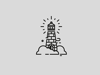 Lighthouse clean cloud faro geometry icon illustration ink lighthouse logo sea stroke tattoo