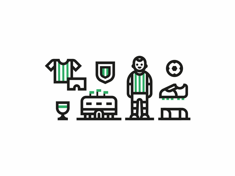 Icon set. Football player goal stadium logo sports green illustration design graphic setdesign icon set soccer futbol football