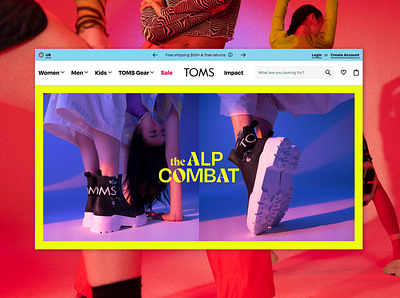 TOMs Alp Combat branding design shoes toms typography web design