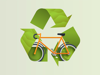 Bicycle Recycle bicycle flat design gradient green illustration illustrator orange record recycle