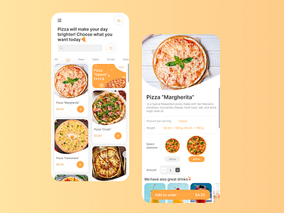 Design for a pizza delivery company app branding design ui ux