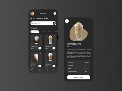 App design for a coffee company app branding design ui ux