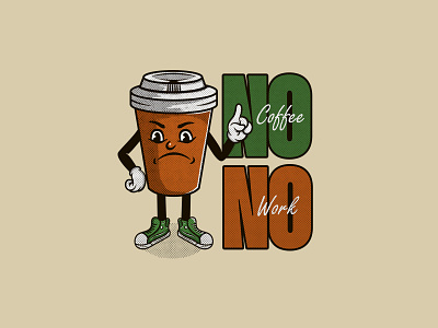 No Coffee No Work branding character design coffee design graphic design illustration logo mascot design