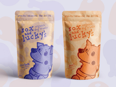 sox & lucky's organic dog treats branding design handlettering illustration packaging procreate