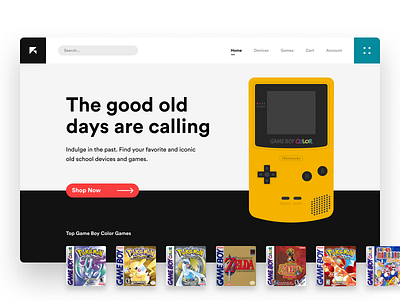 Retro Land #TBT app design clean ui ecommerce gameboy color grid layout landing page minimalist retro tbt throwback thursday typography ui design ux design video games web app