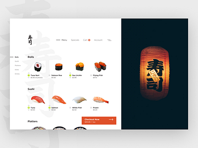 Sushi House - Web App app design clean ui food app food ordering grid layout minimalist sushi typography ui design ux design web app