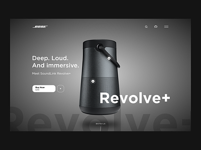 Bose Revolve+ app design bluetooth speakers bose brand redesign clean ui ecommerce grid layout landing page minimalist typography ui design ux design web app