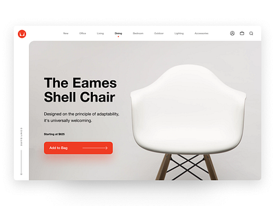 Herman Miller - Product Page app design brand redesign chair clean ui eames ecommerce furniture grid layout herman miller landing page minimalist typography ui design ux design web app