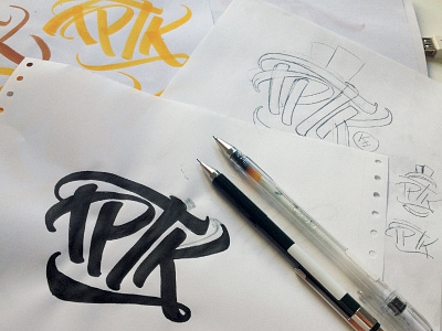 TPTK Uppercase brush brushpen calligraphy cloth draft lettering logo poker shirt sketch tombow tptk tshirt type typography