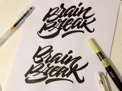 Brain Break logo brain break brush brushpen calligraphy custom fabercastell joluvian lettering tombow type