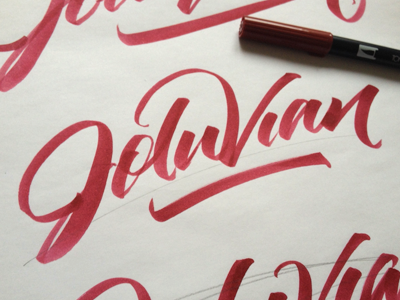 Joluvian Logo 2014 brush brushpen calligraphy custom fabercastell joluvian lettering red tombow type