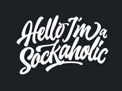 Hello I'm a sockaholic brush brushpen calligraphy custom fabercastell joluvian lettering sock tombow type