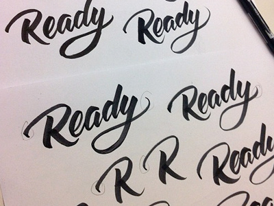 Ready logo process business calligraphy green lettering logo ready white