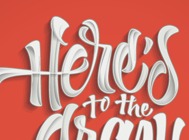 Here's to the... "Poster" calligraphy crazy here lettering red typography vector