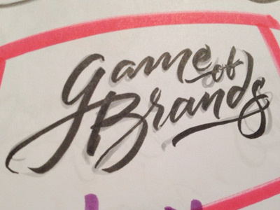 Game of brands brands brushpen calligraphy game lettering vector