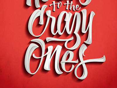 Here's crazy ones brands brushpen calligraphy game gradient lettering red shadow vector white