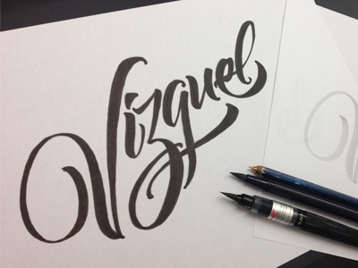 Vizquel basebal brushpen calligraphy lettering mlb typography vector