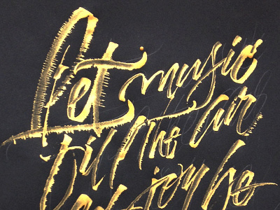 Happy New Year 2013 black brushlettering calligraphy gold happy ink music new year