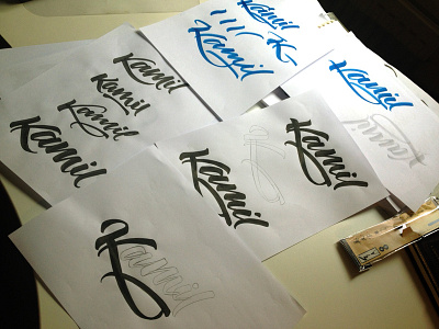 Kamil logo brushpen calligraphy custom draw handmade kamil lettering logo type