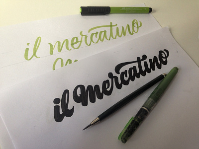 Il Mercatino Supermarket brushpen calligraphy custom draw food handmade lettering logo market type