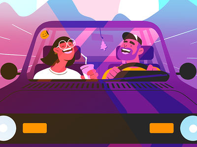 Into the weekend animation car character design digital driving editorial flat graphic illus illustration photoshop