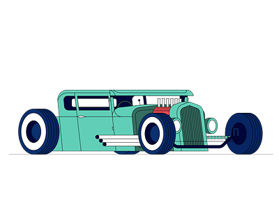 Ford Hot Rod car design digital flat flatart ford graphic illustration illustrator inspiration shapes simplistic vector vectorart vehicle