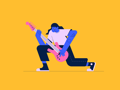 Jamming bass character design digital flat graphic guitar icon illustration illustrator shapes studiomalvah vector