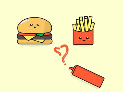 Lunch Time! burger cute burger cute design cute food fast food fries ketchup red