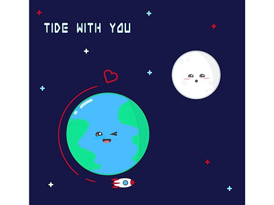 Tide with You cute design earth moon nature planets rocket ship space stars tide