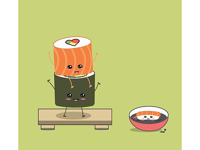 Sushi Party! cute design food green rice sashimi sea food soy sauce sushi