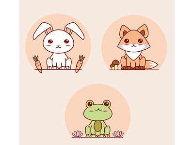 Kawaii Animals bunny cute animals cute design fox frog kawaii animals