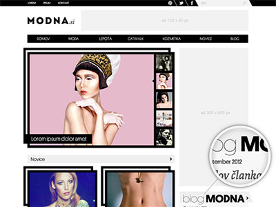 Modna.si | Redesign black fashion moda sharp trends website white