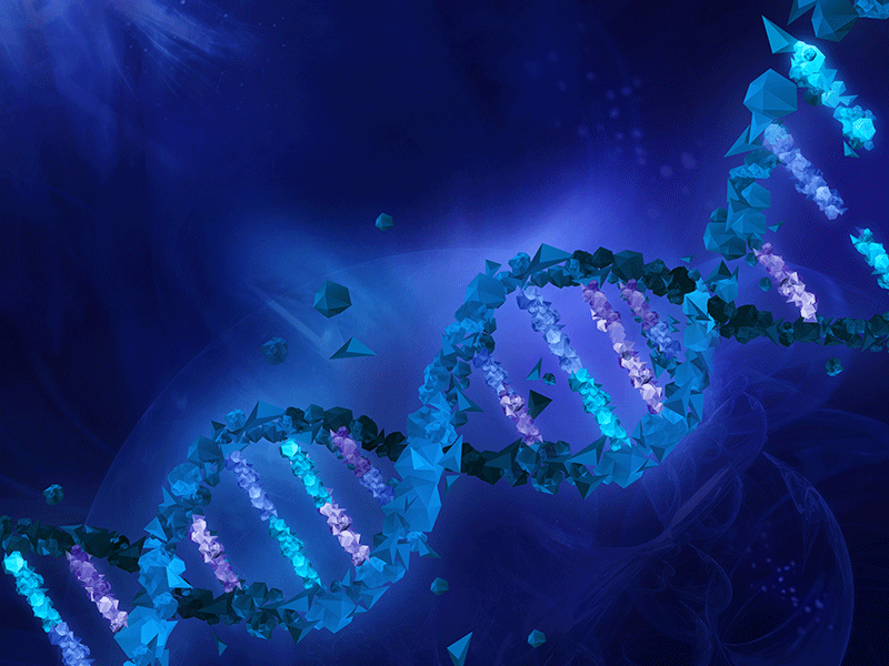 DNA abstract blue chemistry crystals dna genetics low poly lowpoly neon science smoke stones
