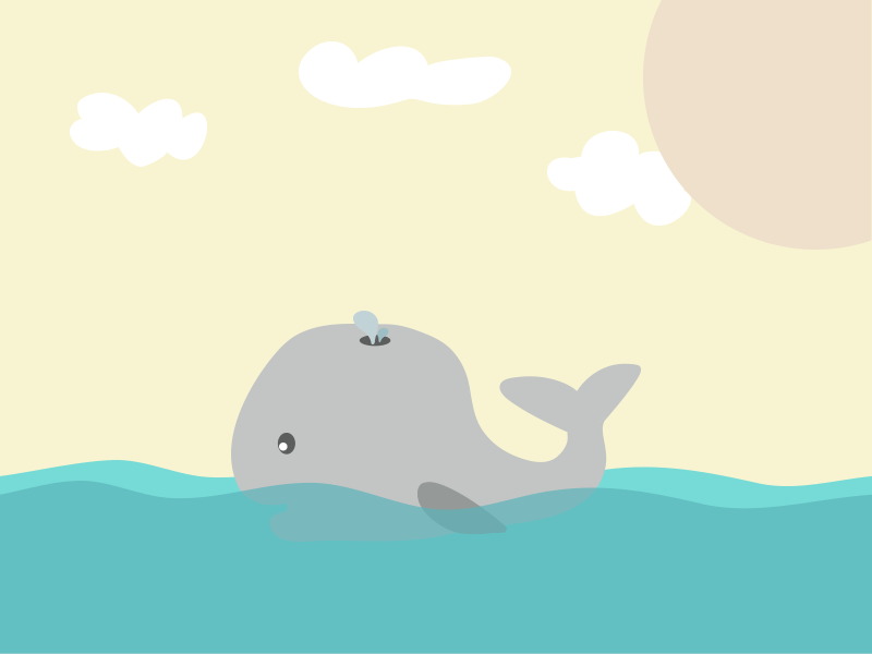 Whale animal animation baby children fish gif illustration kids moving sea swimming whale