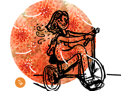 bike girl bike flower. girl sketch