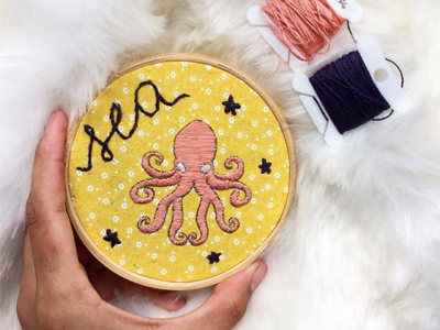 Octopus Embroidery animal bordado embroidery embroideryart embroideryhoop handmade octopus polvo