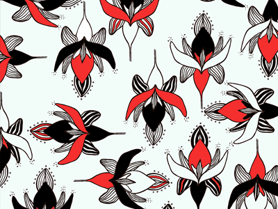 Botanical black & red Pattern botanical illustration nankin pattern