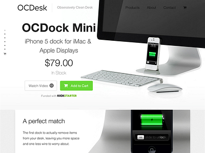 OCDesk new website product page header cart clean ecommerce flat header ocdock one page responsive simple store sub navigation