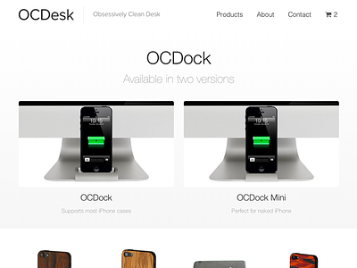 OCDesk new website catalog view cart clean ecommerce flat modern ocdock product responsive store white