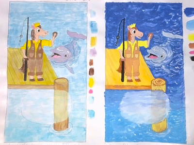 Color Testing - The King's Vacations book cuentoinfantil design dolphin fantasy fisher illustration ilustracion sea unicorn