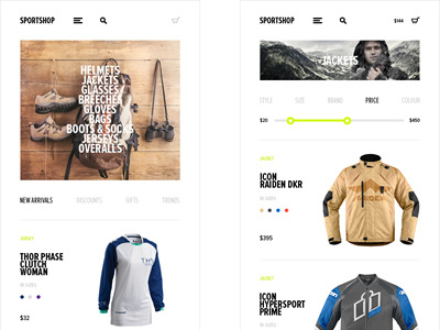 Sportshop cart catalog checkout item page mobile sellable shop sport store template ui kit