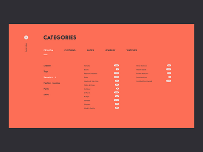 Categories menu