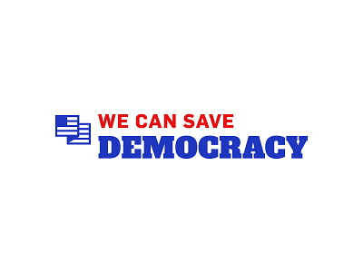 We Can Save Democracy Logo america blue flag logo patriotic red wordmark